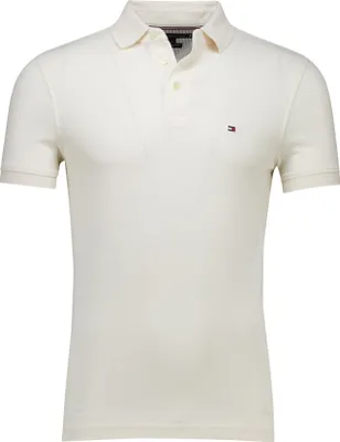 Produktbild von Tommy Hilfiger Polo weiß einfarbig 3-Knopf Slim Fit Baumwolle