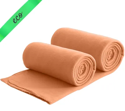 Produktbild von 2er Set Eco Fleecedecken aus 100% recyceltem Material + OEKO-TEX  130x160 ca. 400 g - orange mit Anti-Pilling und Kettelrand