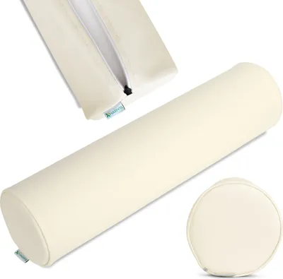 Obrázek produktu pro Habys polohovací válec plný válec na krk polohovací polštář na krk | válec na kolena pro masáže a terapii fitness válec | 15x60cm | béžová barva