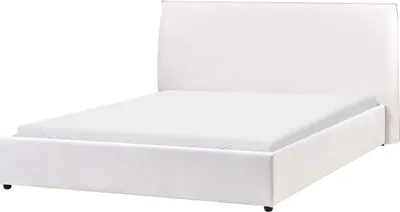 Produktbild von BELIANI Polsterbett Cremeweiß Samtstoff 160 x 200 cm Hohes Kopfteil Samtbett für Schlafzimmer