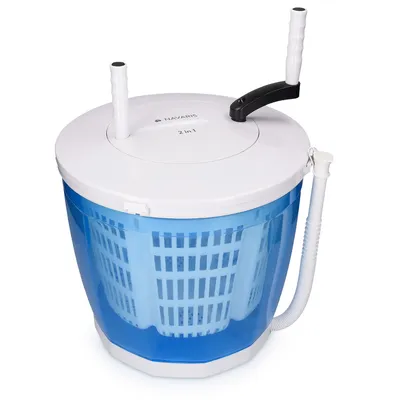 Obrázek produktu pro Navaris 2v1 Mini praka a odstedivka - Kempingov praka do 2 kg prdla - Penosn cestovn praka s hornm plnnm a funkc odsteovn