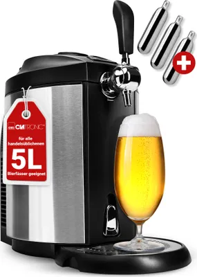 Produktbild von Dozownik piwa Clatronic® do wszystkich standardowych 5 litrowych beczek piwa, dozownik piwa 5 litrów z dozownikiem chłodzącym z wyświetlaczem LED do wygodnej kontroli temperatury - BZ 3740