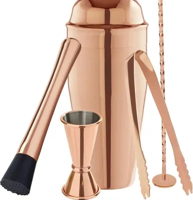 Produktbild von Cocktails set - 8-teiliges in einer Geschenkbox, Barkeeper Set, Kupfer Optik für professionelle Cocktails