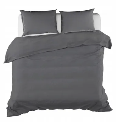 Produktbild von Bettwäsche-Set - Bettdecke und Kissen - Dunkelgrau - 160x200+2x50x60 cm - aus Microfaser - Satin