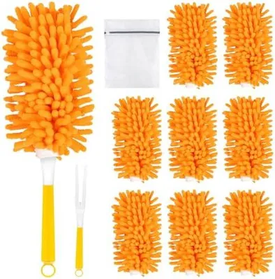 Produktbild von 8 Staubwedel Waschbar mit Griff, passend für Swiffer Staubmagnet | 8 Nachfüllpack kompatibel mit Swiffer Duster, 1 Kurzgriff, 1 Wäschesack, Waschmaschine Chenille Tücher, Wiederverwendbar