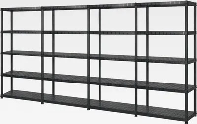 Produktbild von Lagerregal mit 5 Böden Schwarz 340x40x185 cm Kunststoff Lagerregal für Garage, Abstellraum, Kellerregal