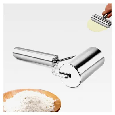 Produktbild von Edelstahl Nudelholz, Kleine Teigrolle für Mürbeteig, Handgefertigte Teigrolle aus Edelstahl, Kompakte Nudelhölzer, Teigrolle für Pizza, Kuchen, Teig, Fondant, Küchenwerkzeug
