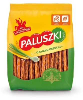 Zdjęcie produktu dla Lajkonik Paluszki o smaku cebulki 150g