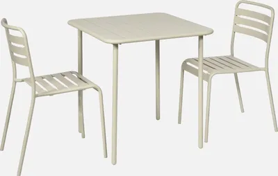 Produktbild von sweeek - Gartentisch mit 2 Stühlen aus Stahl - Beige