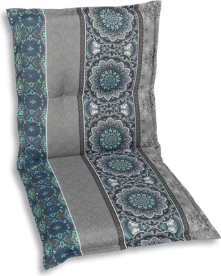 Produktbild von GO-DE Textil, Sesselauflage nieder, Ornamentstreifen blau grau, 20331-02