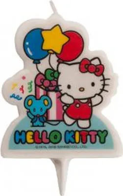 Zdjęcie produktu dla Świeczka na tort Hello Kitty 7 cm z myszką i balonami - Dekora