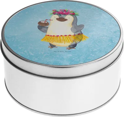 Produktbild von Mr. & Mrs. Panda Erinnerungsbox Pinguin Kokosnuss - Eisblau - Geschenk, Urlaub, Erholt, Vorratsbehälter, Vorratsdosen, Ferien, Keksdose, Kaffeedose, Dose, keksdosen