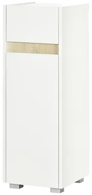 Produktbild von Badezimmerschrank mit Schublade und Schrank mit verstellbarem Holzregal, 30 x 33 x 88 cm, Wei?
