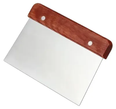 Teigschaber mit Holzgriff, Edelstahl, 20 x 13 cm, multifunktional