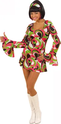 Produktbild von 70er Jahre Lady Retro Kostüm - Hippie Partykleid mit Haarband - Blau Größe: S, Farbe: Blau