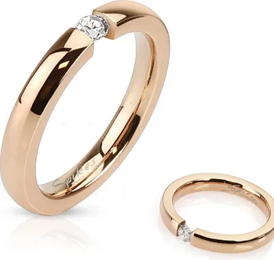 Produktbild von Damen Ring Edelstahl Zirkonia Kristall Partnerring Ehering Verlobungsring Rosé rose-gold 59 - Ø 18,95 mm
