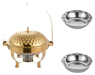 Image de Chauffe-plat de buffet, en acier inoxydable, grande capacité, doré