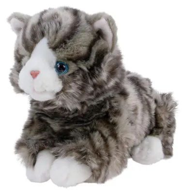 Produktbild von Kuscheltier Katze liegend grau getigert 25 cm Plüschkatze