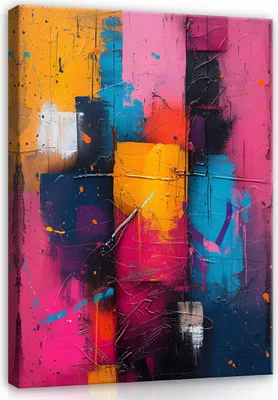 Produktbild von Bilder Abstrakt Bunt Kunst Modern 100x75 cm XXL Canvas Bild auf Leinwand Leinwandbilder Leinwandbild Wandbilder Wohnzimmer Schlafzimmer