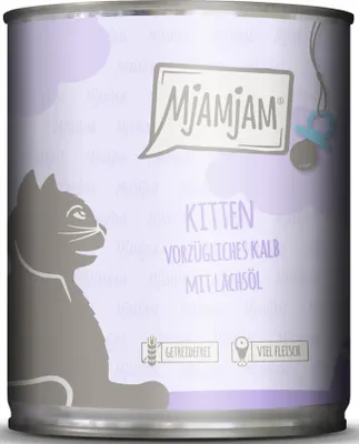Produktbild von Mjamjam 800gx6 KITTEN vorzügliches Kalb & Lachs