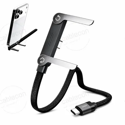 Produktbild von USB-C Kabel 240W Schnellladekabel mit Halterung Ständer Winkel Ladekabel Halter