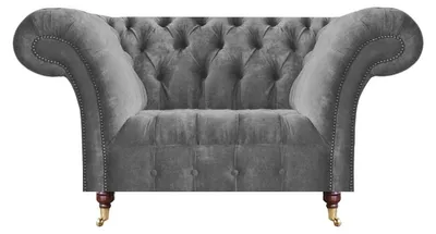 Produktbild von Hellgrauer Chesterfield Einisitzer Moderner Textilsessel Polstermöbel