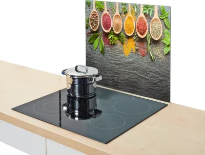 Produktbild von Zeller Herdblende-/Abdeckplatte "Spices", Glas, anthrazit, Nachbildung