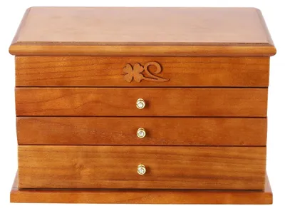 Obrázek produktu pro Šperkovnice – dřevěná šperkovnice – 4 patra – na prsteny, náušnice, náhrdelníky – 31 × 19,3 × 19,8 cm