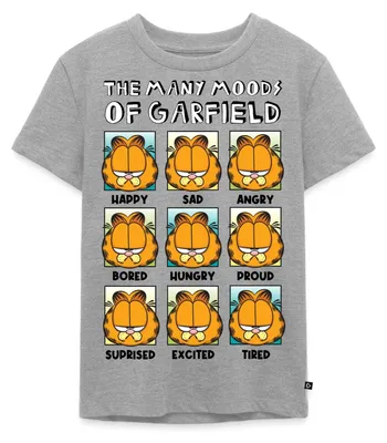 Produktbild von Spreadshirt Garfield Stimmungen Von Garfield Kacheln Kinder Premium T-Shirt, 110/116 (4 Jahre), Grau meliert