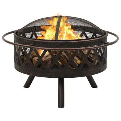 Image de vidaXL Foyer rustique avec tisonnier 76 cm XXL acier