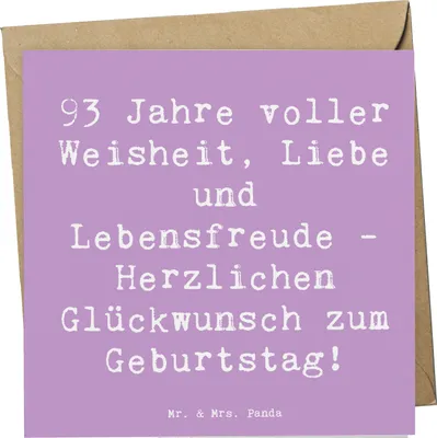 Produktbild von Mr. & Mrs. Panda Glückwunschkarte Spruch 93. Geburtstag - Lavendeltraum - Geschenk, Weisheit, Lebensfreude, Jubiläum, 93 Jahre, Freunde, anlasskarte, Grußkarte, Liebe