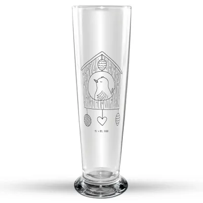 Produktbild von Mr. & Mrs. Panda Bierglas Vogelhaus Home - Transparent - Geschenk, Vogel, Lustige Sprüche, Bier Glas, Sweet, Trinkglas, Bierbecher, Haus, Umzug, Glasbecher, Glasbierglas