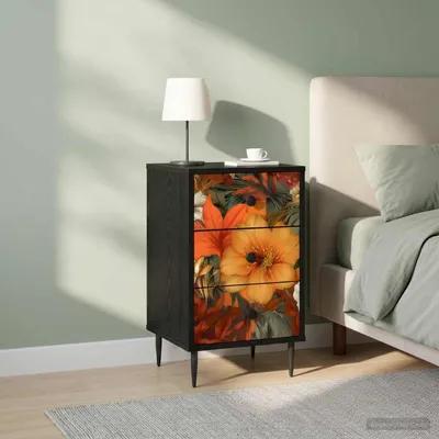 Image de vidaXL Table de chevet GENNEP, lot de 2, noire, imitation chêne, 36 x 33 x 61 cm