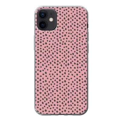 Produktbild von MuchoWow® Handyhülle Schutzhülle Hülle für iPhone 12 mini Polka dots - Rosa - Schwarz Silikon Softcase Handy Hülle - Bild