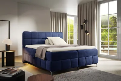 Produktbild von Boxspringbett Schlafzimmerbett SOPHIE 120x200cm Stoff Salvador Dunkelblau
