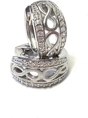 Produktbild von Ohrringe Creolen 925 Silber rhod mit Zirkonias als Unendlichkeitsacht matt