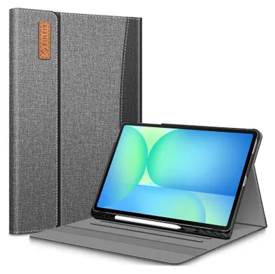 Produktbild von Fintie Hülle für Samsung Galaxy Tab S10 FE+ Plus 13.1 Zoll 2025 Tablet, Folio Schutzhülle mit Multi-Winkel Betrachtung, S Pen Halter und Dokumentenfach, Dunkelgrau
