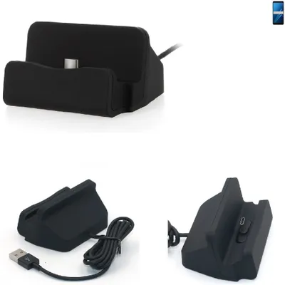 Produktbild von K-S-Trade Docking-Station kompatibel mit Samsung Galaxy A8 (2018) Duos Ladestation Dock Ladegerät Docking Station Tischständer Ständer inkl. USB