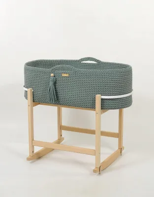 Imagen del producto de Cuna bohemia hecha a mano – cuna para bebé – incluye base de madera y colchón antibacteriano