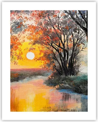 Produktbild von Poster - Poster ohne Rahmen - Fluss Sonne Bäume - 40x50 cm - Wand Bild - Wanddeko - Wandbilder - Kunstposter - Wandposter - Bilder - Kunstdruck - Wanddekoration - Wandbild - P2XPA40x50-4190