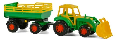 Image de Tracteur Cavallino avec chargeur frontal et remorque Vert