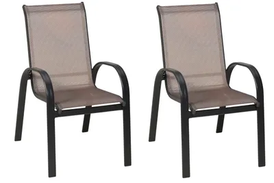 Produktbild von Merxx Gartensessel Amalfi diamantbraun 2er Set, stapelbar - Aluminium/Textil
