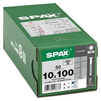 Productafbeelding van SPAX® 1871011001005 SPAX® Betonbouten S-CSA+, platte kop, 1871011001005, 10 mm x 100 mm, 50 stuks.