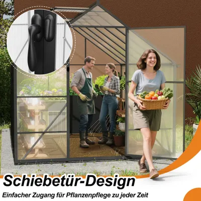 Image de LARS360 Serre en aluminium 310x250x205cm, 7.75m² Serre de jardin accessible avec fondations renforcées, fenêtre de toit, porte, résistante aux intempéries & aux températures élevées pour légumes, plantes & tomates