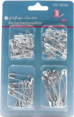 Produktbild von 100 Stk Sicherheitsnadeln Sicherheitsnadel Sicherheits Nadel Groß Klein Mini Set