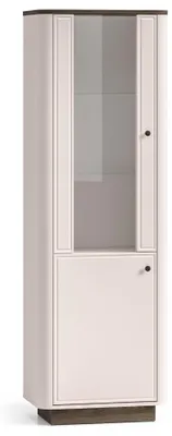 Produktbild von Selsey Vilavio – Vitrine, 2-türig mit LED, Kaschmirgrau/Eichenoptik Dunkel, 65 cm
