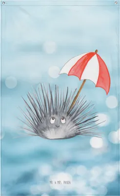 Produktbild von Mr. & Mrs. Panda Wandbild Seeigel - Oceanblue - Geschenk, Achtsamkeit, Wandteppich, Tapestry, Lebe, Wandtuch, Leben, Stoffbild, Hier und Jetzt, Wandbehang, Meer