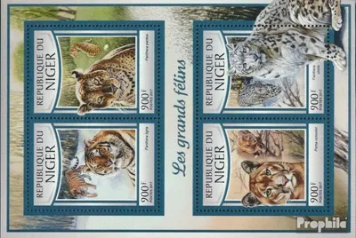 Produktbild von Briefmarken Niger 2017 Mi 4762-4765 Kleinbogen (kompl. Ausg.) postfrisch Große Katzen