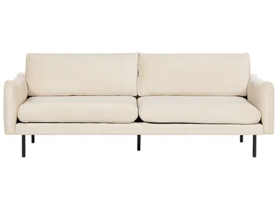 Produktbild von BELIANI 3-Sitzer Sofa Hellbeige Samt mit Hohen Schwarzen Metallfüßen Dicken Sitzkissen Schmalen Armlehnen Losen Rücken- & Sitzkissen Modern Wohnzimmer