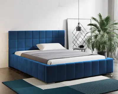 Produktbild von Polsterbett mit Bettkasten Tres, Bett für Schlafzimmer, Metallrahmen mit Lattenrost (Stoff: kronos 09 - marineblau, Große: 140x200 cm)